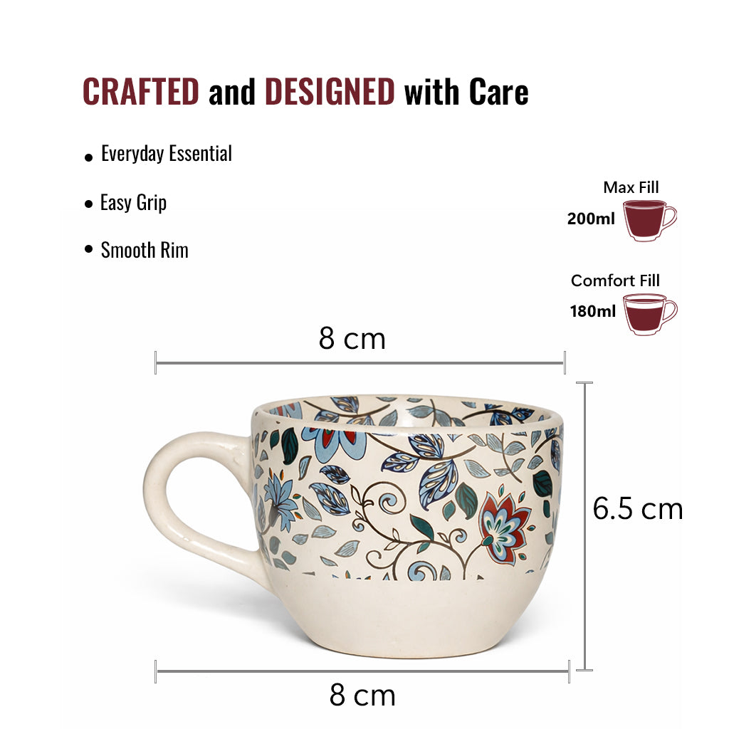 Coffee Mugs Set of 6 | Cream - Multicolor | 200 ml