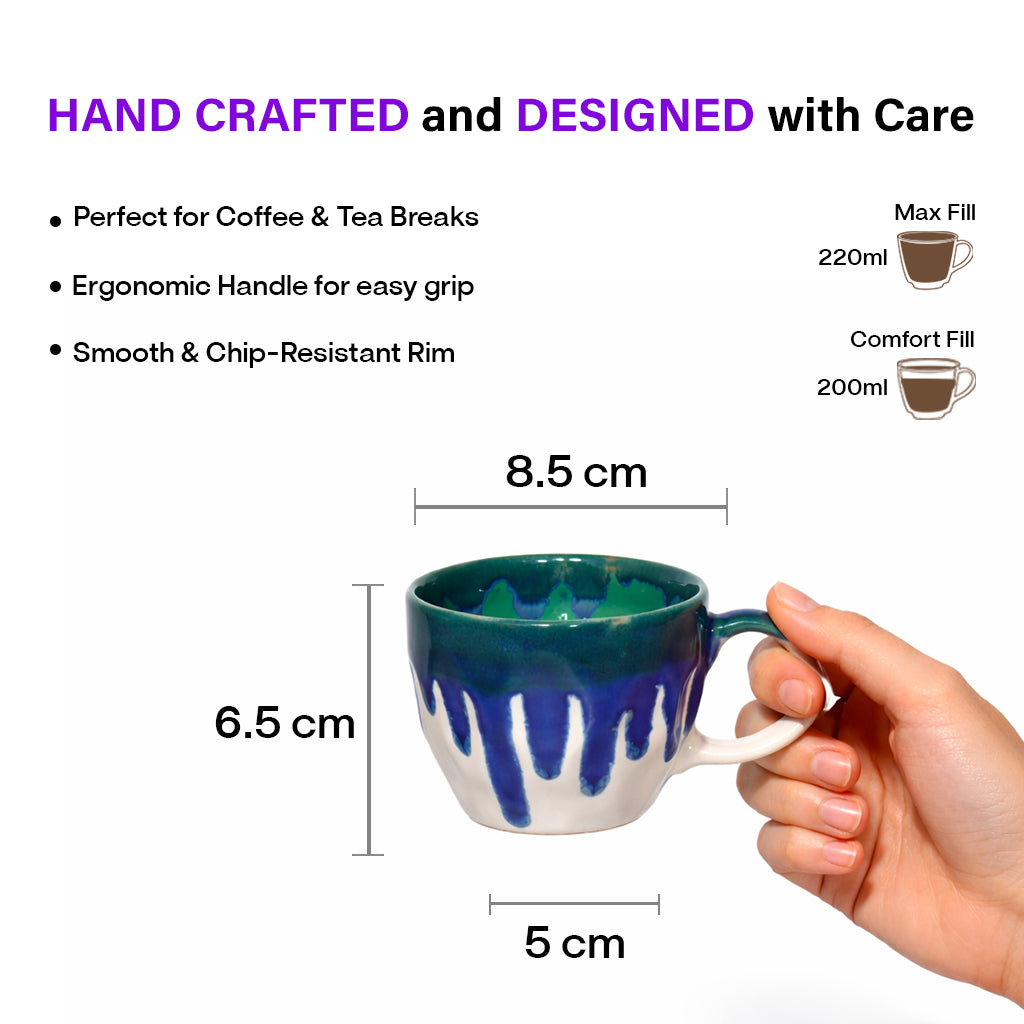 Coffee Mugs Set of 6 | Multicolour | 220ml