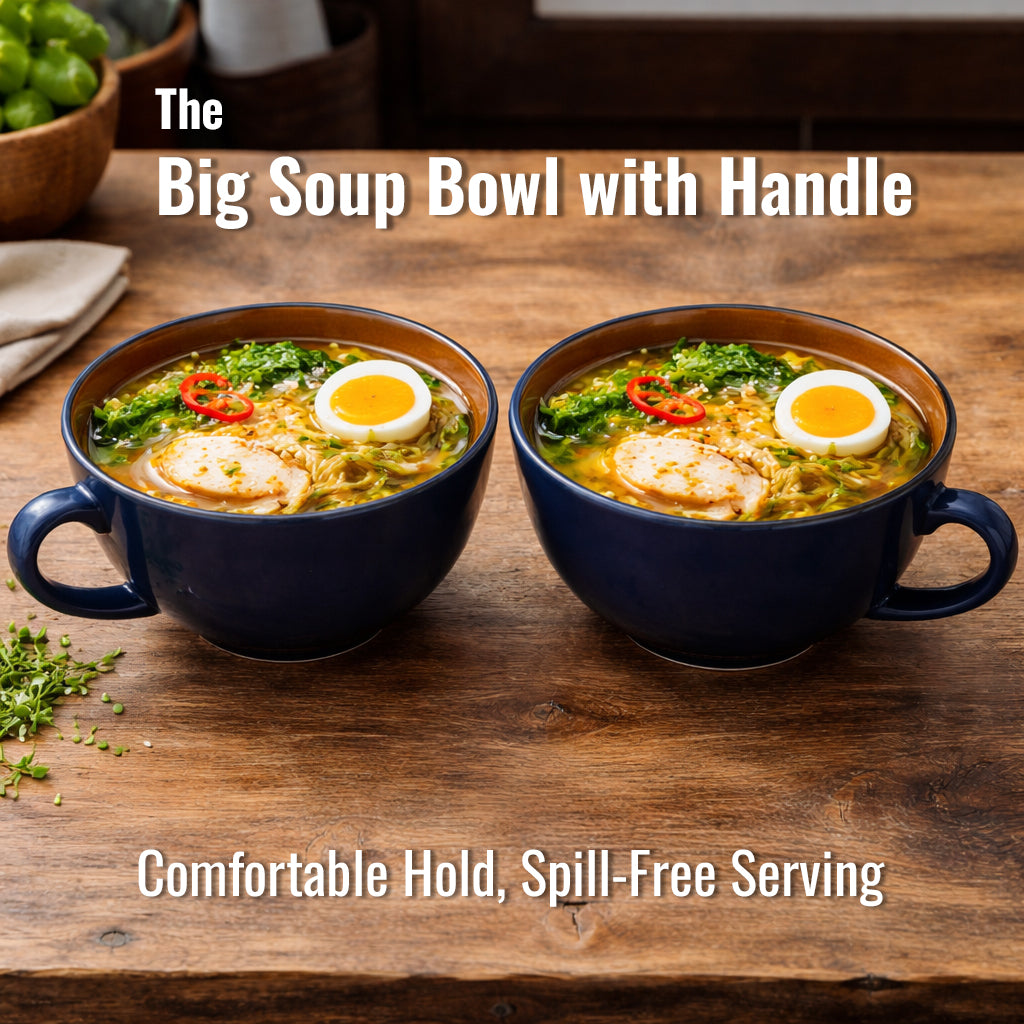 Soup Bowls with Handle Set of 2 |400 ml
