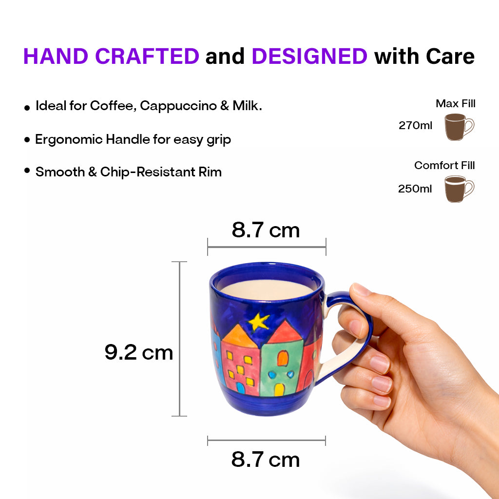 Coffee, Milk, Mugs Set | Multicolor Hand-Painting | 270 ml