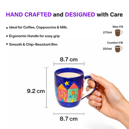Coffee, Milk, Mugs Set | Multicolor Hand-Painting | 270 ml