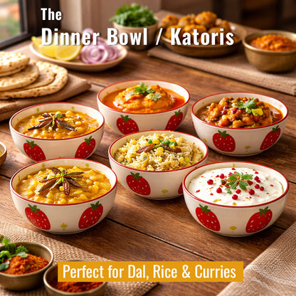 Dinner Bowls Set of 6 | Multicolor Print | 220 ml