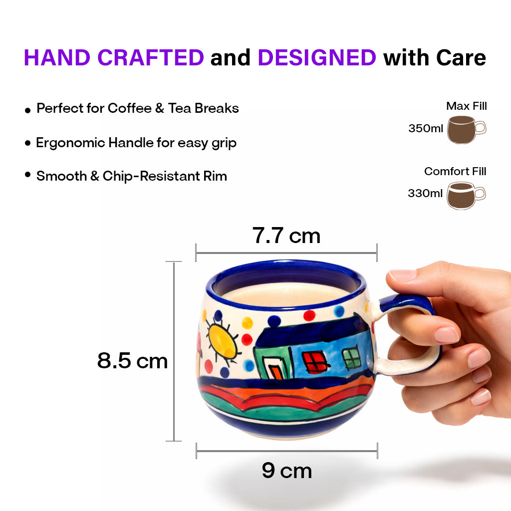 Coffee, Milk, Mugs Set | Multicolur Hand-Painting | 350 ml