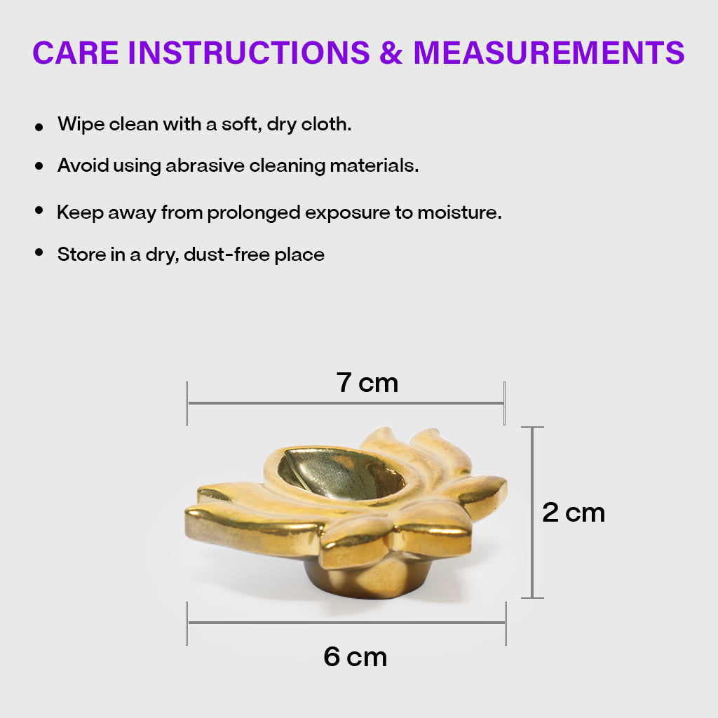 Ceramic 4 Lotus Diyas in Gold Color