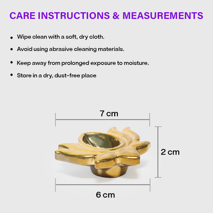 Ceramic 4 Lotus Diyas in Gold Color