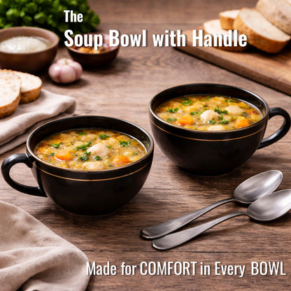 Soup Bowls with Handle Set of 2 | 275 ml