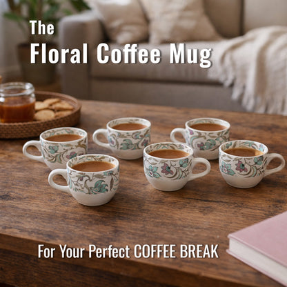 Coffee Mugs Set of 6 | Cream - Multicolor | 200 ml