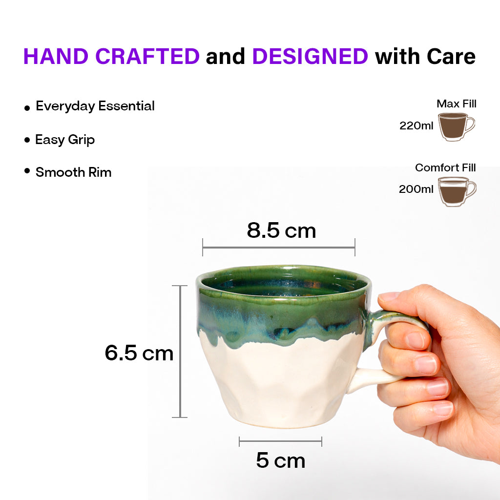 Coffee Mugs Set of 6 | flow - Glaze| 220 ml