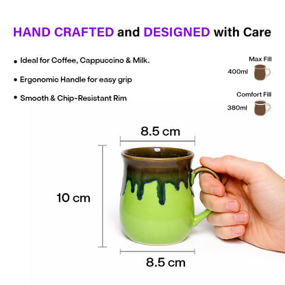 Milk Mugs Set | Parrot Green-Brown | 400ml