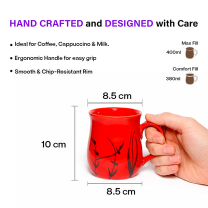 Milk Mugs Set | Red-Black | 400ml