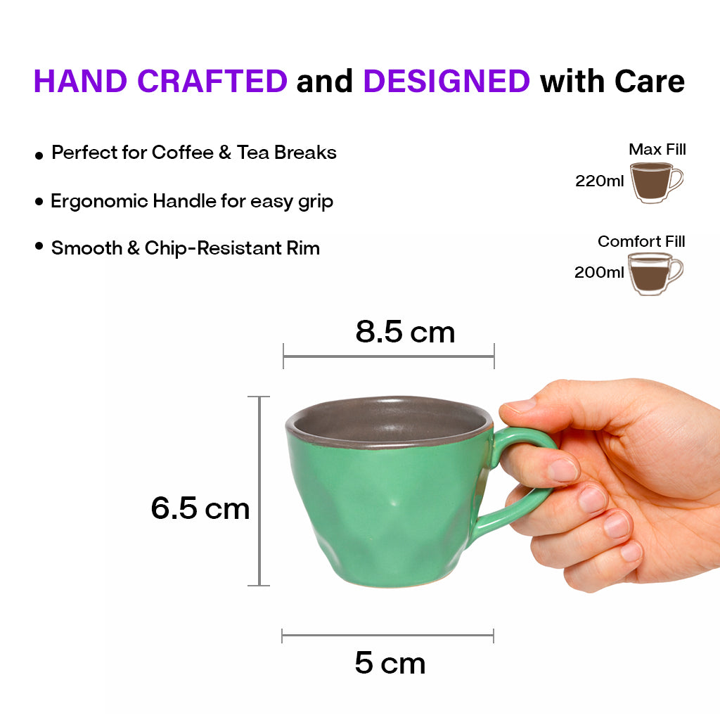 Coffee Mugs Set of 6 | Multicolour | 220ml