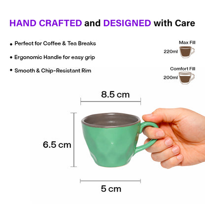 Coffee Mugs Set of 6 | Multicolour | 220ml