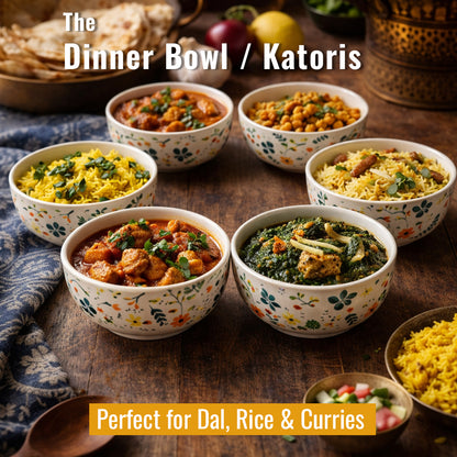 Dinner Bowls Set of 6 | Multicolor Print | 220 ml