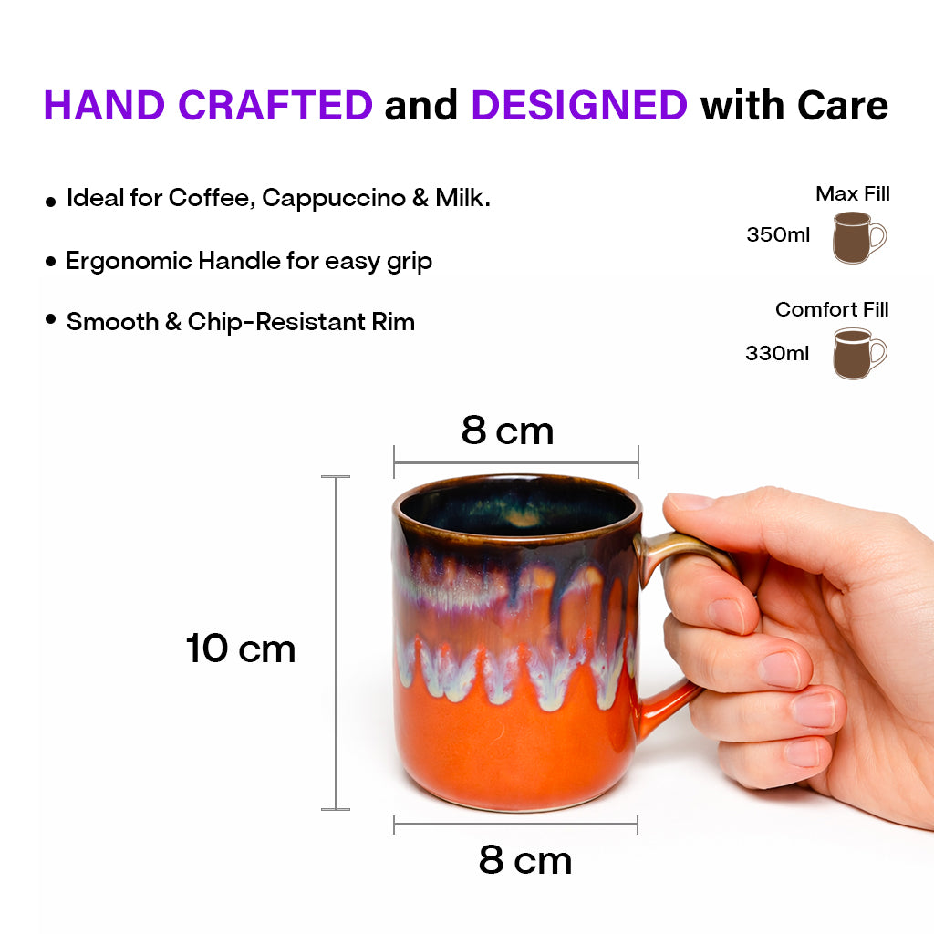 Milk Mugs Set | Orange - Brown | 350 ml