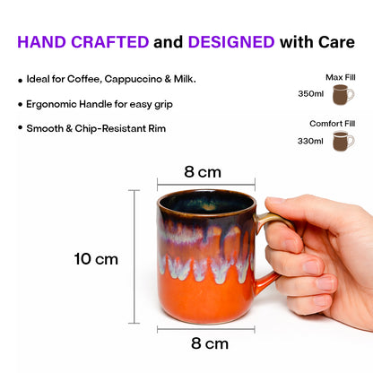 Milk Mugs Set | Orange - Brown | 350 ml