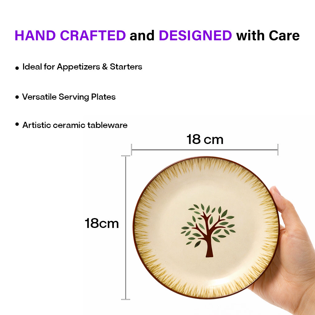 Quarter Serving Plate Set | Multicolour 'Palm Tree' Painting