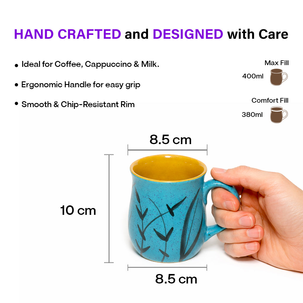 Milk Mugs Set | Blue - Black | 400 ml
