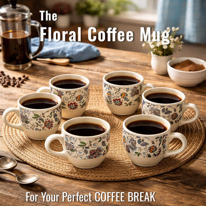 Coffee Mugs Set of 6 | Cream - Multicolor | 200 ml