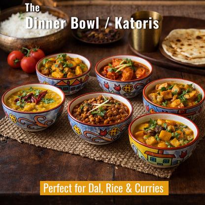 Dinner Bowls Set of 6 | Multicolor Print | 220 ml