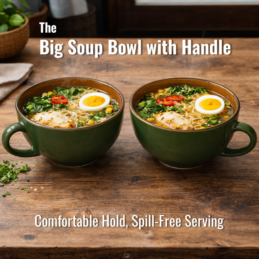 Soup Bowls with Handle Set of 2 |400 ml