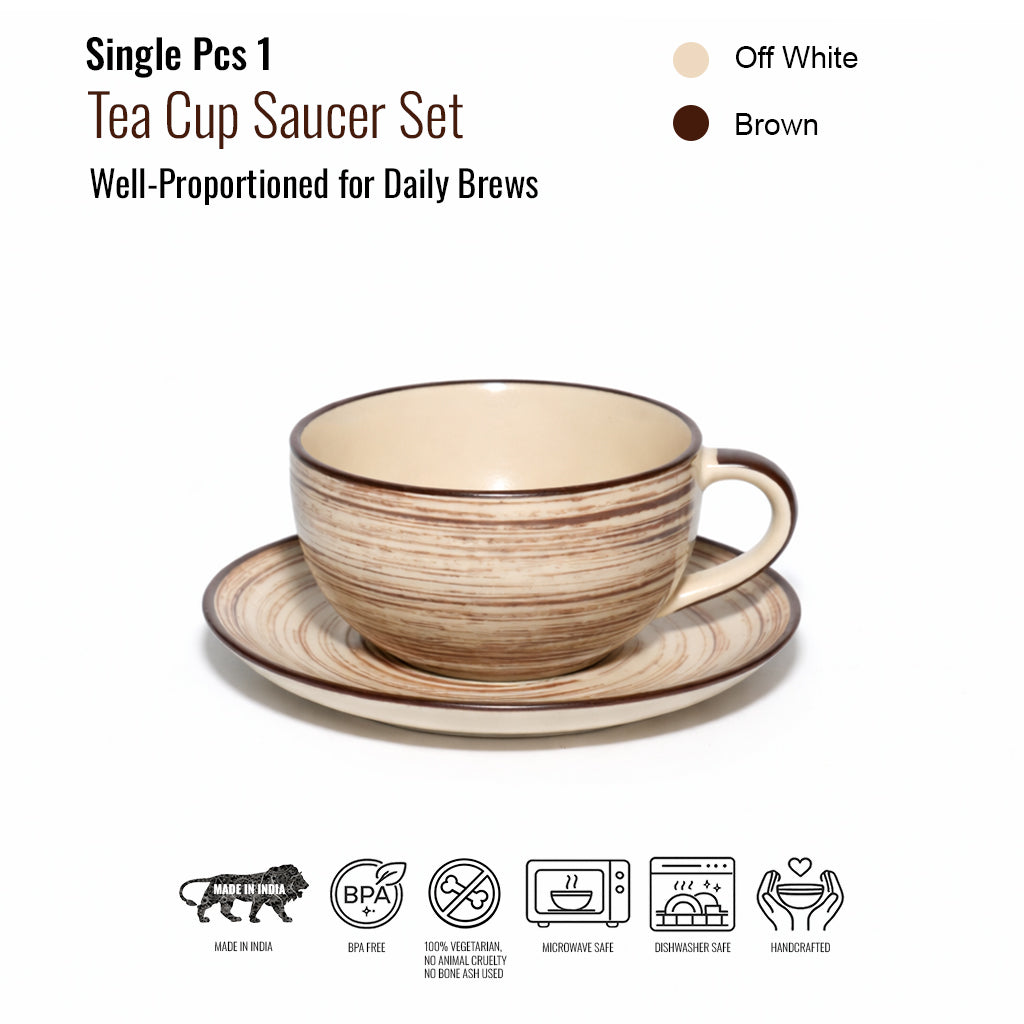 Coffee Mug Saucer Set | Baze - Brown | 200 ml