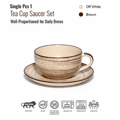 Coffee Mug Saucer Set | Baze - Brown | 200 ml