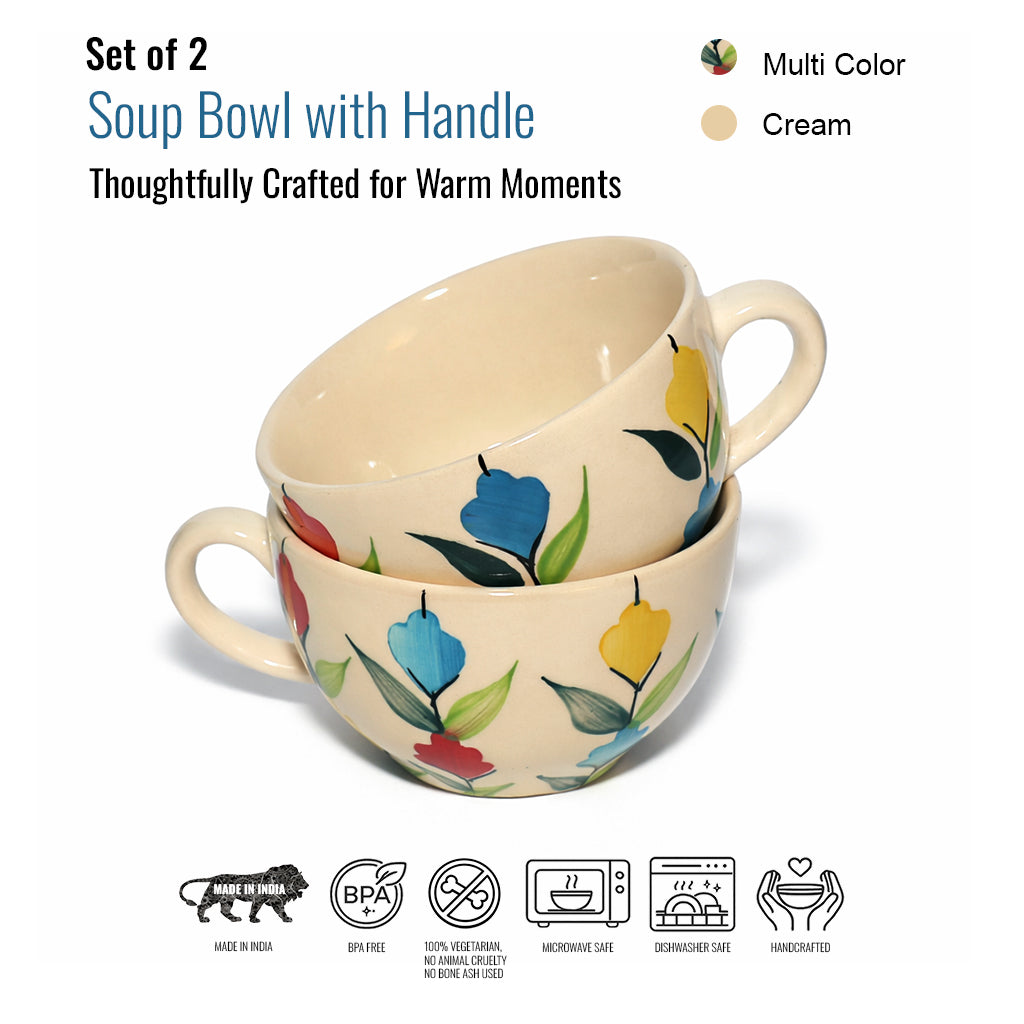 Soup Bowls Set of 2| Multicolour | 400 ml