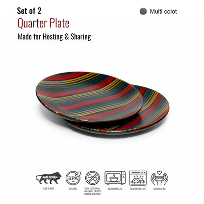 Quarter Serving Plate Set of 2 | Multicolour