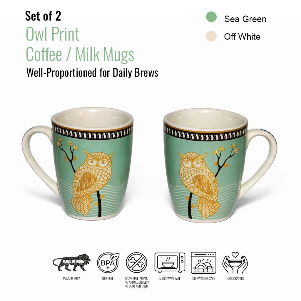 Milk Coffee Mugs Set of 2 | Multicolor | 300 ml