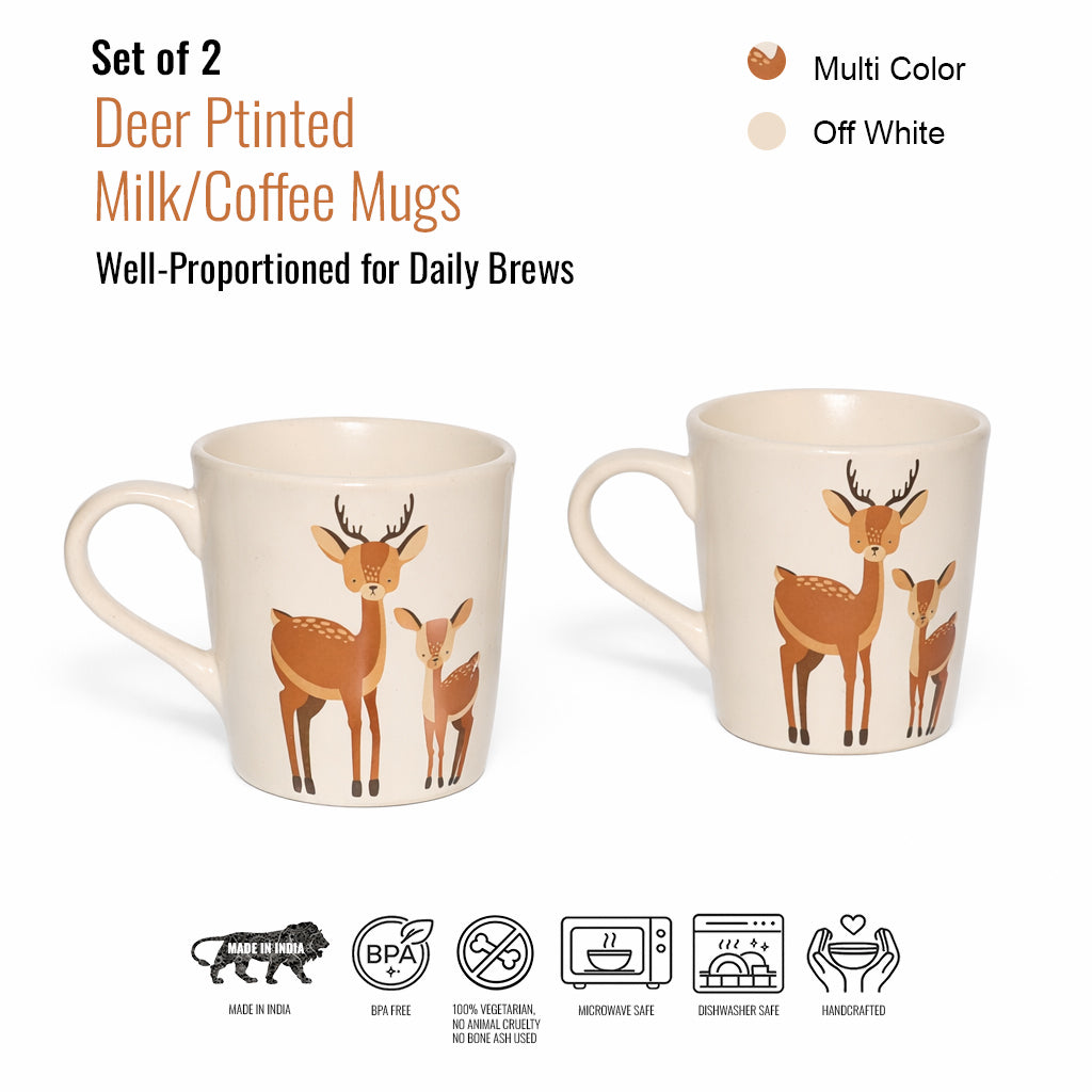 Coffee, Milk Mugs Set of 2 | Multicolor | 300 ml.