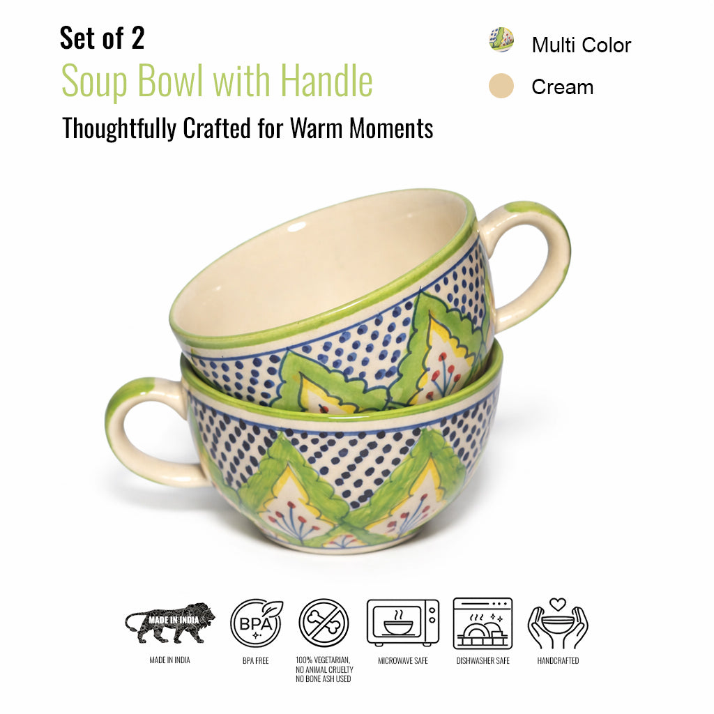 Soup Bowls Set of 2| Multicolour | 400 ml