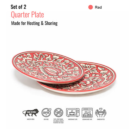 Quarter Serving Plate Set of 2 | Multicolour