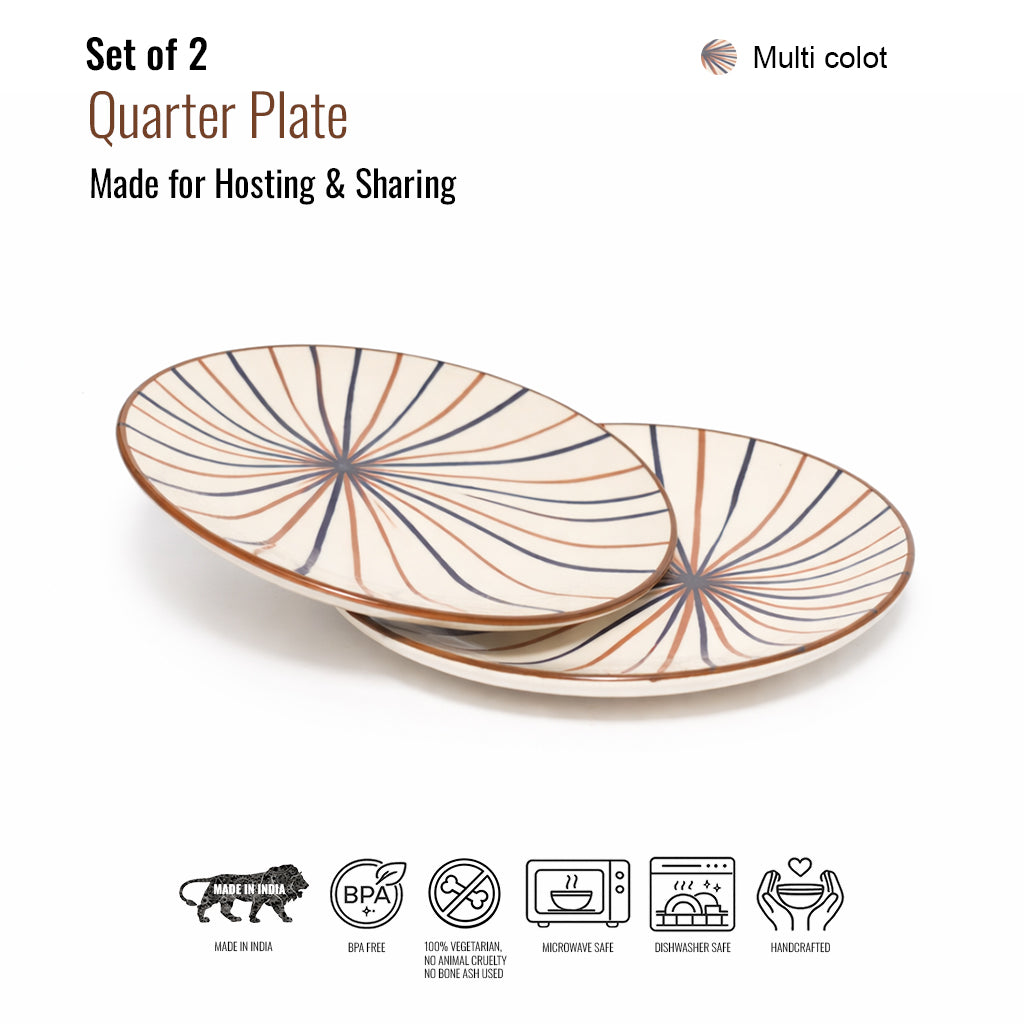 Quarter Serving Plate Set of 2 | Multicolour