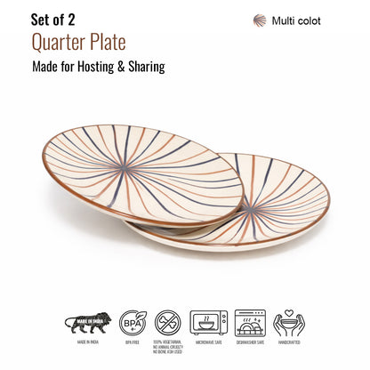 Quarter Serving Plate Set of 2 | Multicolour
