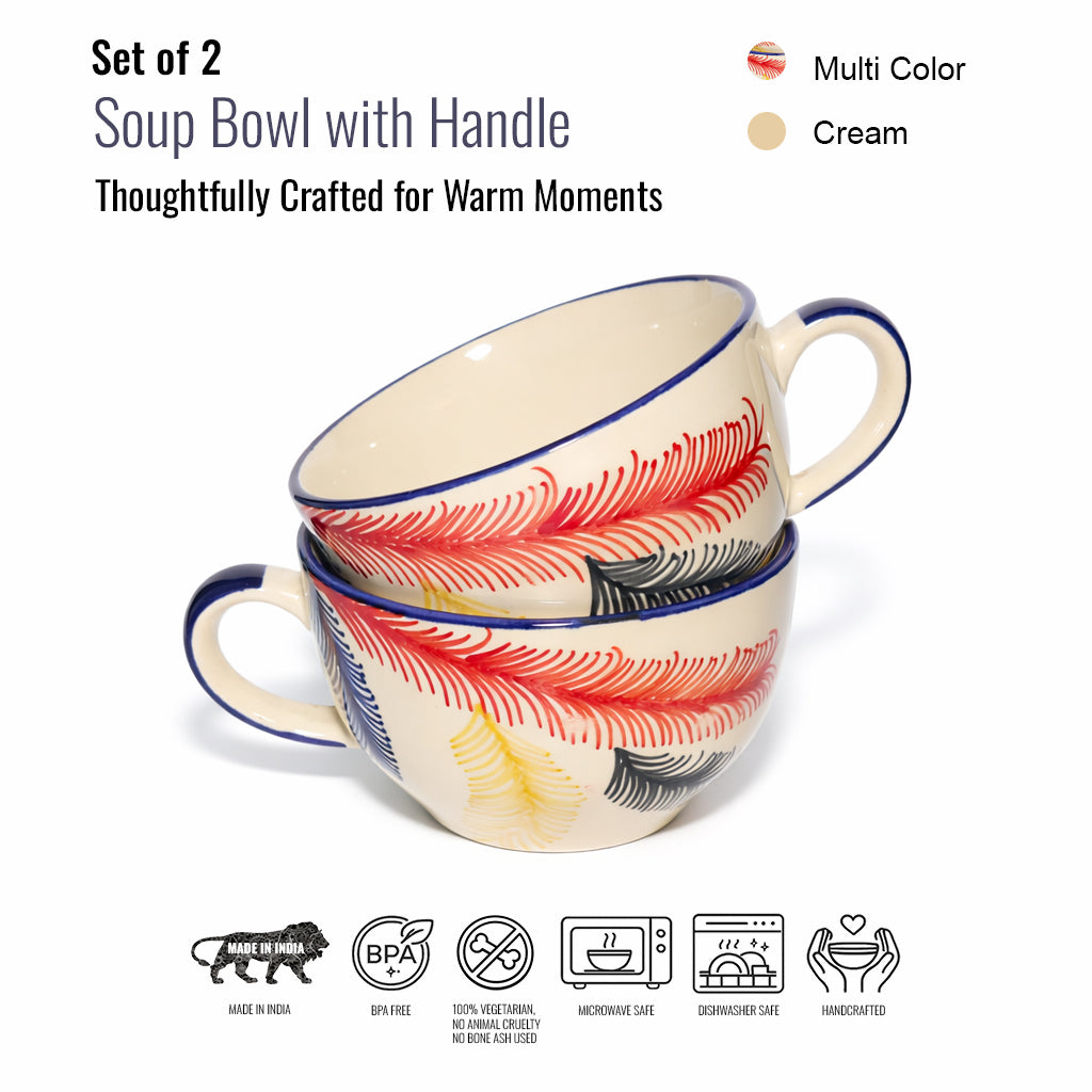 Soup Bowls Set of 2| Multicolour | 400 ml
