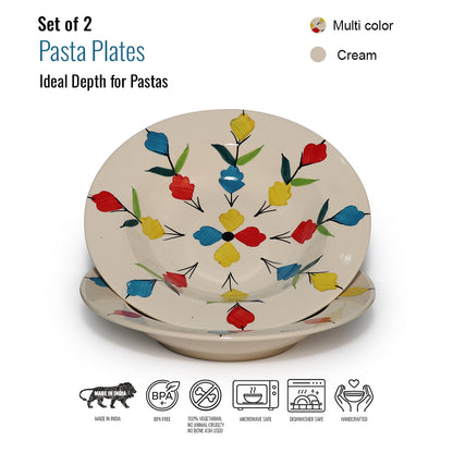 Pasta Plate Set of 2| Multicolour | 450 ml each