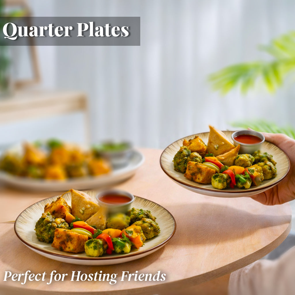 Quarter Serving Plate Set | Multicolour 'Palm Tree' Painting