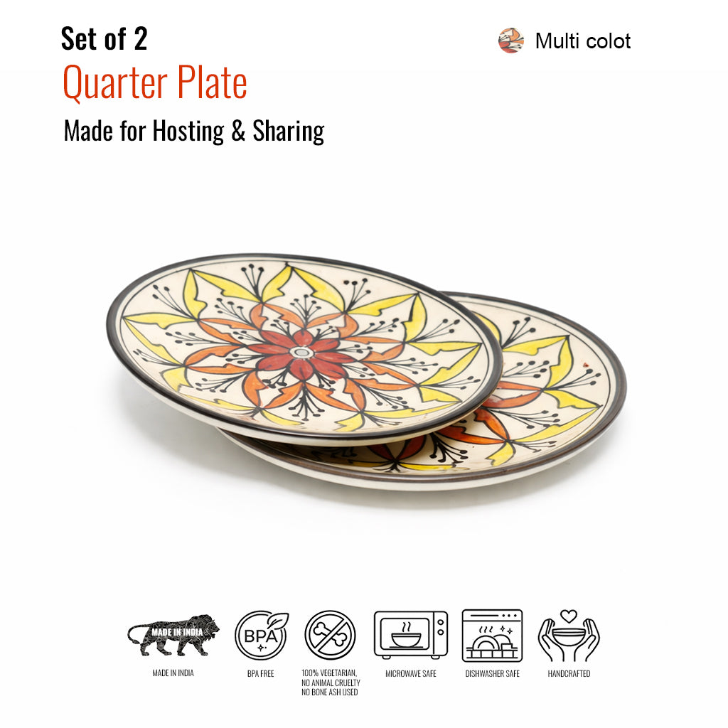 Quarter Serving Plate Set of 2 | Multicolour