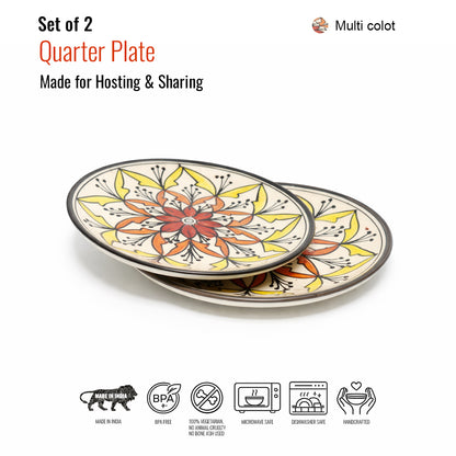 Quarter Serving Plate Set of 2 | Multicolour