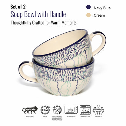 Soup Bowls Set of 2| Multicolour | 400 ml