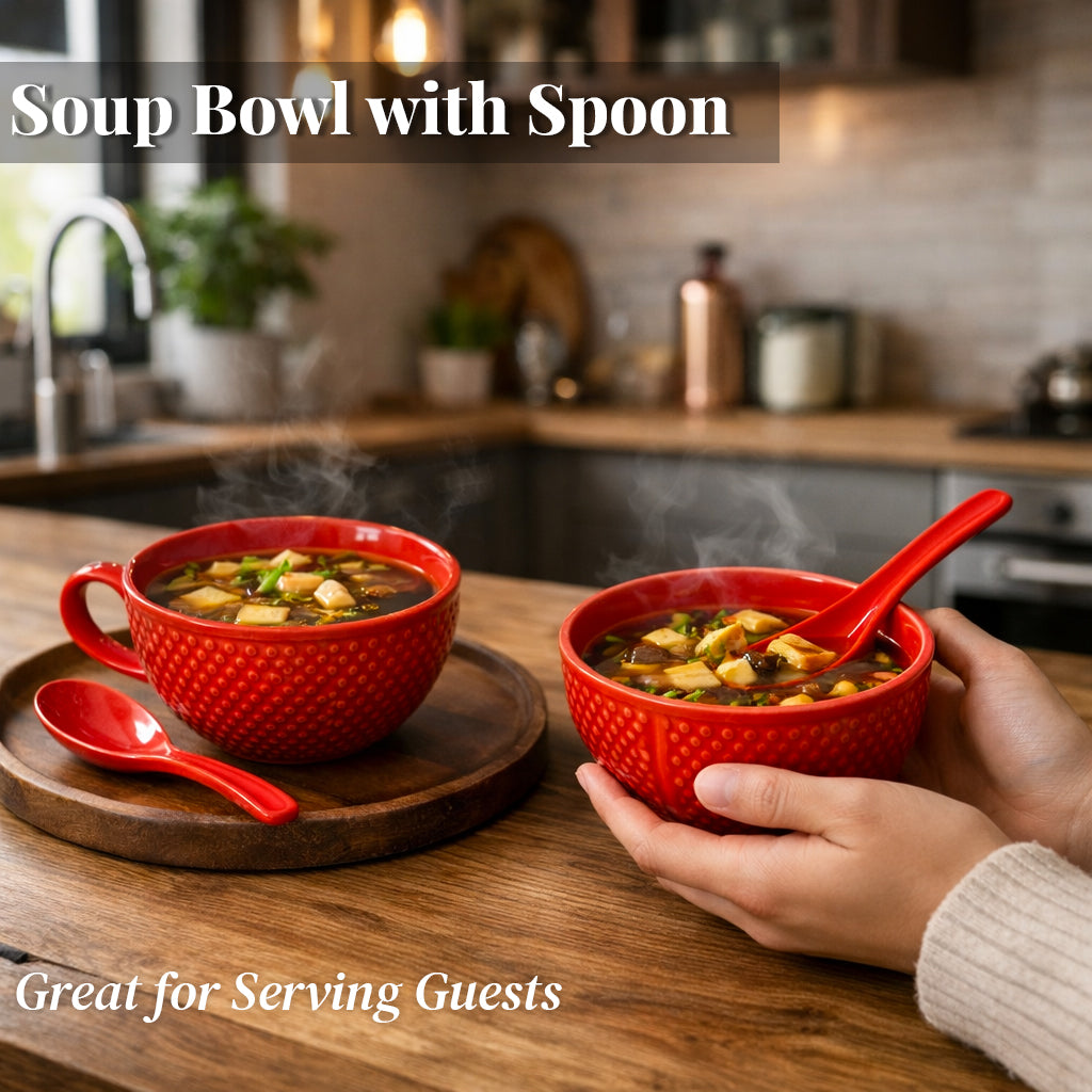 Soup Bowls with Spoons Sets | 350 ml