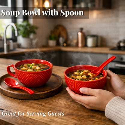 Soup Bowls with Spoons Sets | 350 ml