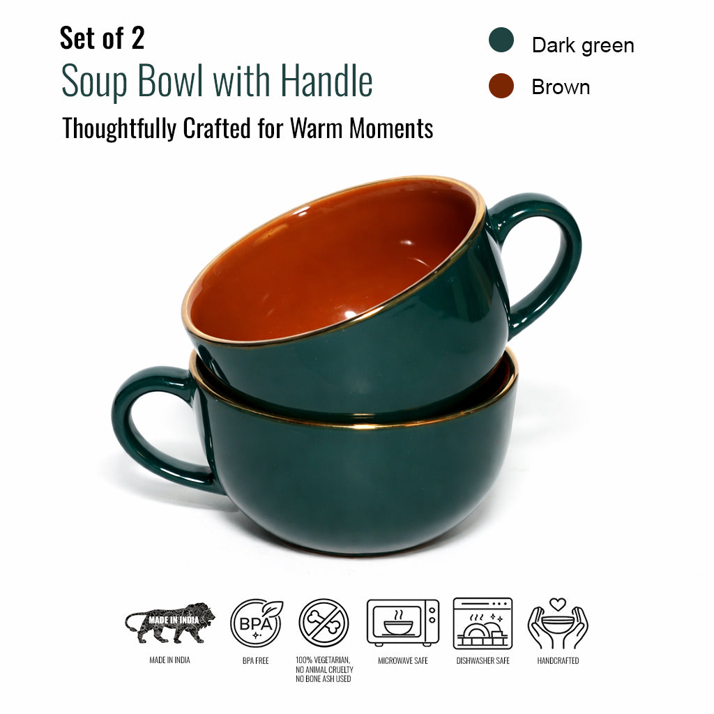 Soup Bowls with Handle Set |350 ml