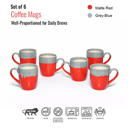 Coffee Mugs Set of 6 | 250 ml