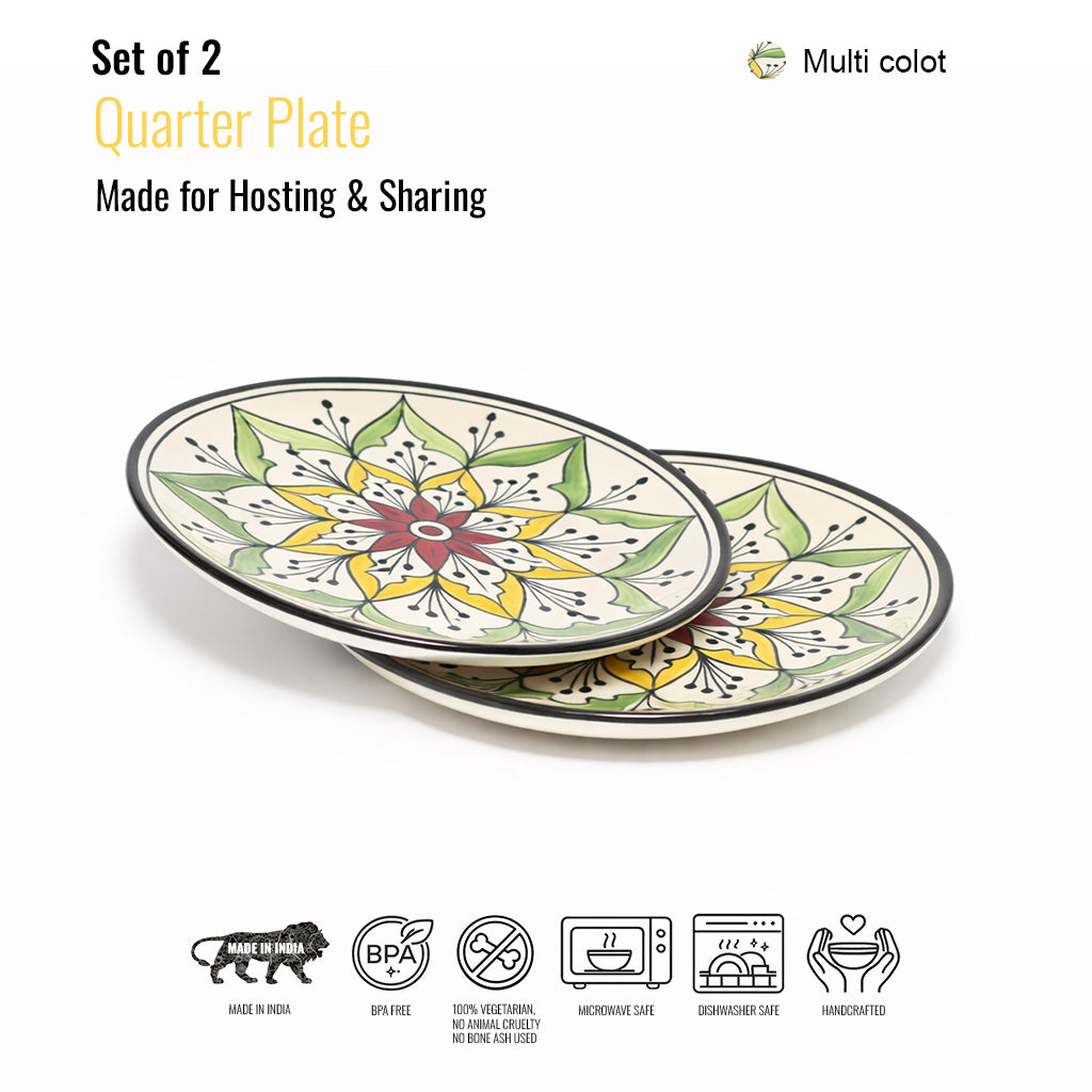 Quarter Serving Plate Set of 2 | Multicolour
