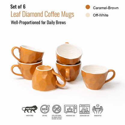 Coffee Mugs Set of 6 | Multicolour | 220ml