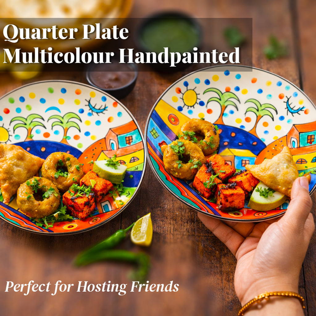 Quarter Serving Plate Set | Hand Painted