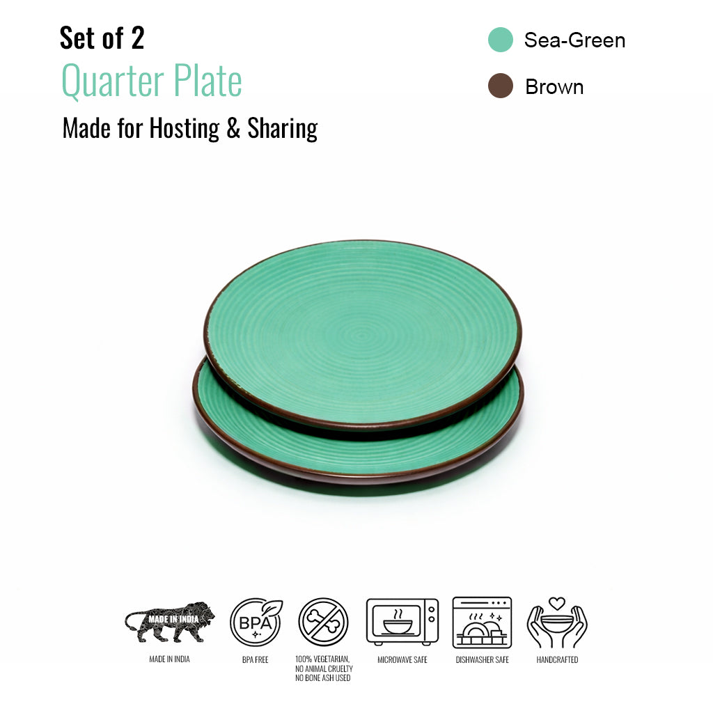 Quarter Serving Plate Set of 2 | Multicolour