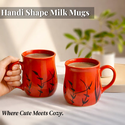 Milk Mugs Set | Red-Black | 400ml
