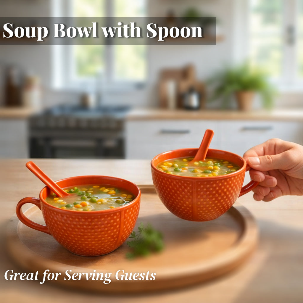 Soup Bowls with Spoons Sets | 350 ml